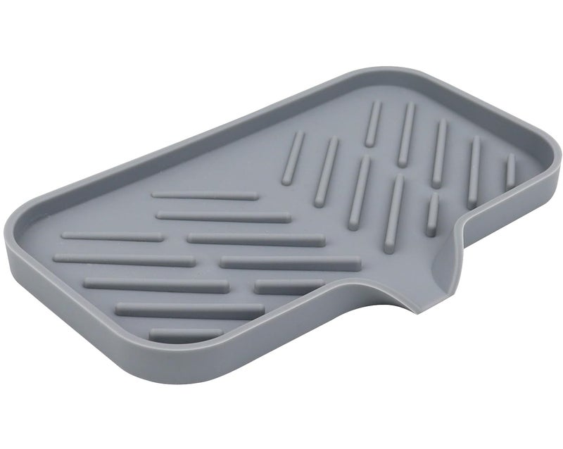 Yasmen Silicone Bathroom Soap Dishes, Sink Sponge Holder for Kitchen, Rubber Soap Dish with Drain, Shower Soap Sponge Tray, Sink or Counter Organizer, for Bar Soap, Bottle, Dish Soap Dispenser-Grey - Image 1
